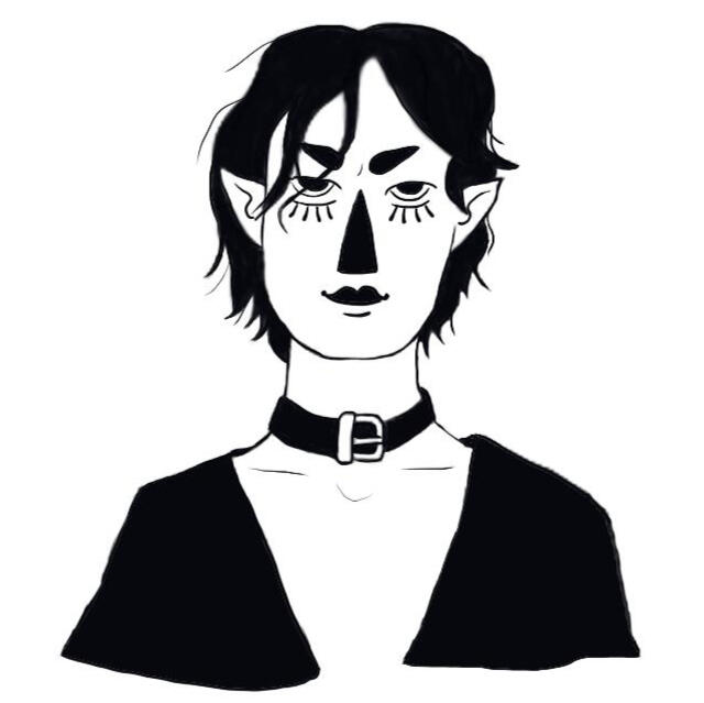 black and white bust